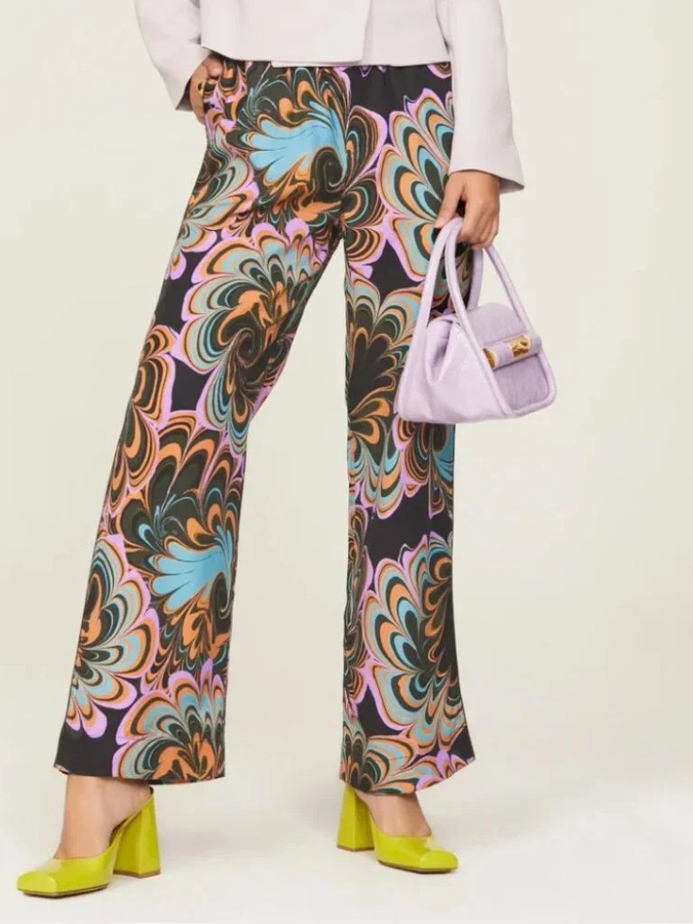 Untitled In Motion Intuition Pants Morpha Psychedelic Swirly Crepe Trousers S — image 4 of 7